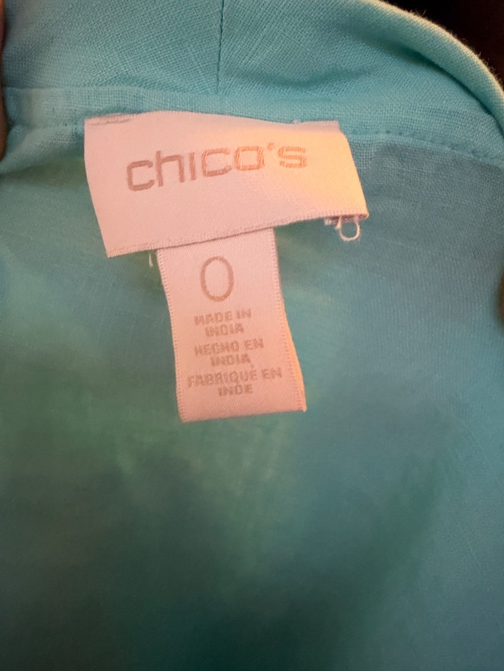 Chico’s Turquoise Open-Front Embroidered 100% Linen Jacket - Picture 4 of 4